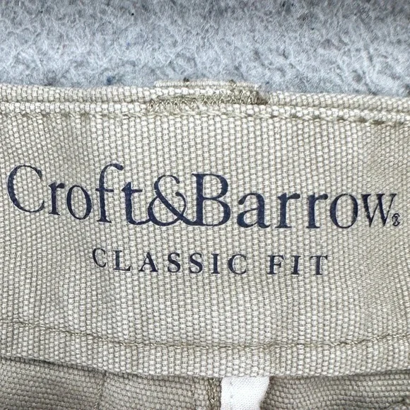 Croft Barrow Mens Cargo Pants 44X30 Beige Flat Front Utility Pocket Classic  Fit